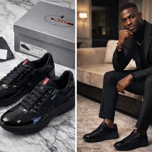 Authentic Prada Linea Rossa Patent Leather Sneakers- Men’s Size 11- New w/ Recei